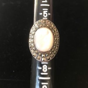 Mother of Pearl Marcasite Ring Size 6.5